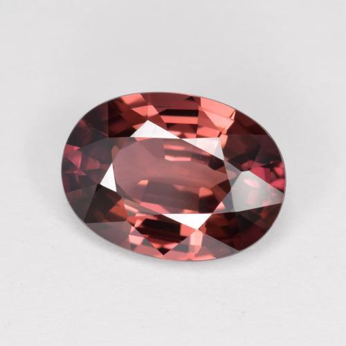 Zircão vermelho natural 3,46ct, corte oval, VVS