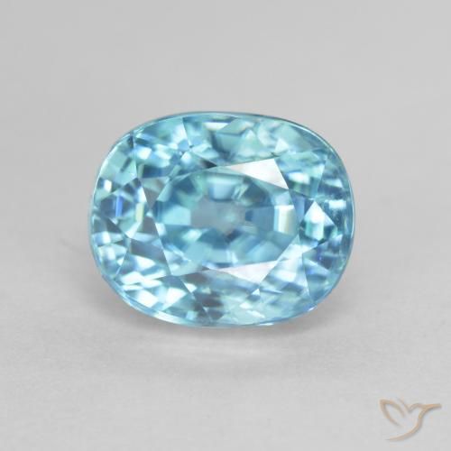 Zircão azul natural 4,15ct, corte oval, VS-SI