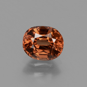 Zircão laranja natural 1,26ct, corte oval, VS
