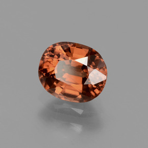 Zircão laranja natural 1,26ct, corte oval, VS