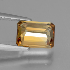 Zircão laranja natural 1,62ct, corte esmeralda, VVS-VS