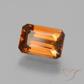 Zircão Laranja Profundo Natural 1.44ct, Corte Octógono / Esmeralda, VVS-VS