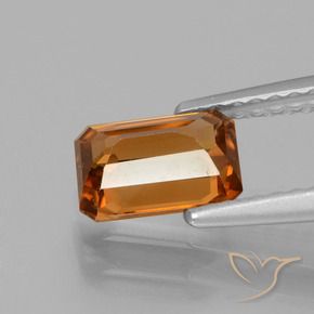 Zircão Laranja Profundo Natural 1.44ct, Corte Octógono / Esmeralda, VVS-VS