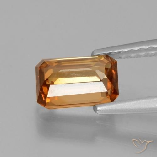Zircão Laranja Médio Natural 1.45ct, Corte Octógono / Esmeralda, VVS-VS