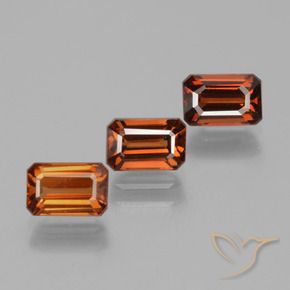 Pedras preciosas de Zircão Laranja médio-escuro natural de 3.28 ct, Corte Octógono / Esmeralda, VVS-VS