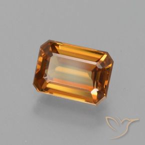 Zircão Laranja Profundo Natural 1.65ct, Corte Octógono / Esmeralda, VVS