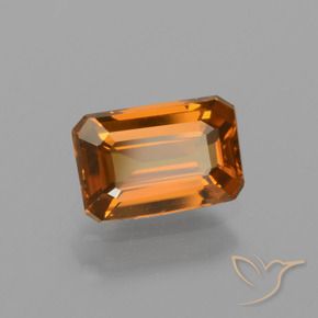 Zircão Laranja Profundo Natural 1.28ct, Corte Octógono / Esmeralda, VVS