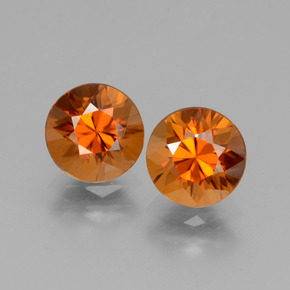 Pedras preciosas de Zircão Laranja Médio natural de 3.88 ct, Corte Redondo, VVS