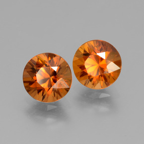 Pedras preciosas de Zircão Laranja Médio natural de 3.88 ct, Corte Redondo, VVS