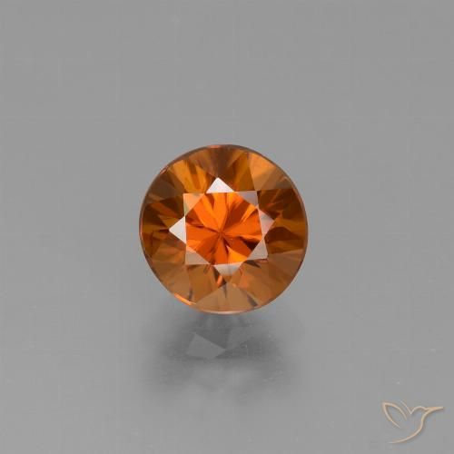 Zircão Laranja médio-escuro Natural 1.93ct, Corte Redondo, VVS-VS