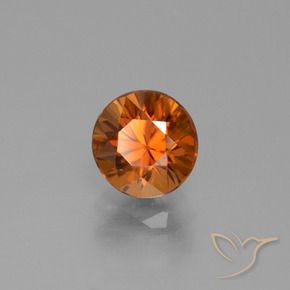 Zircão Laranja médio-escuro Natural 1.93ct, Corte Redondo, VVS-VS