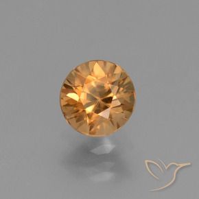 Zircão Laranja Médio Natural 1.32ct, Redondo, VVS-VS