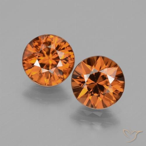 3.74ctw Natural Laranja médio-escuro Zircão, Redondo, VS
