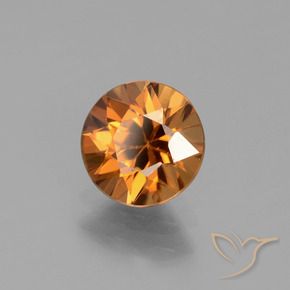 Zircão Laranja Profundo Natural 1.64ct, Redondo, VVS-VS