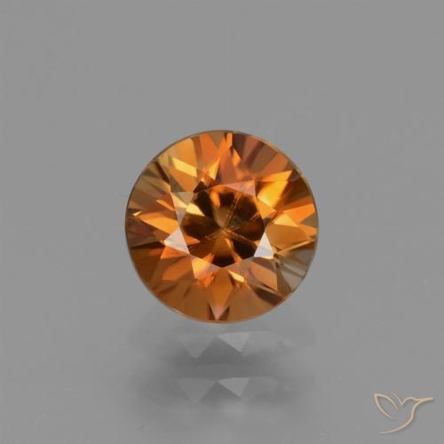 1.30ct Natural Laranja Médio Zircão, Redondo, VVS-VS