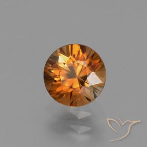 Zircão Laranja Médio Natural 1.30ct, Redondo, VVS-VS