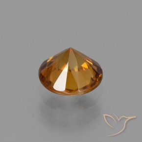 Zircão Laranja Médio Natural 1.30ct, Redondo, VVS-VS