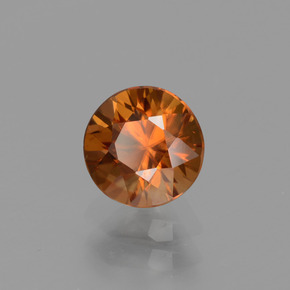 Zircão laranja natural 1,26ct, corte redondo, VVS