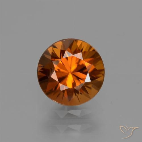 1.65ct Natural Laranja Médio Zircão, Redondo, VVS-VS