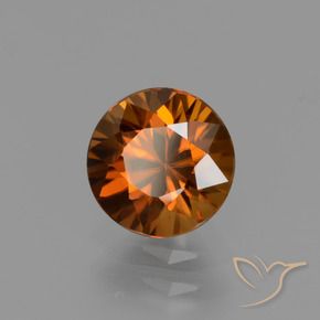 Zircão Laranja Médio Natural 1.65ct, Redondo, VVS-VS