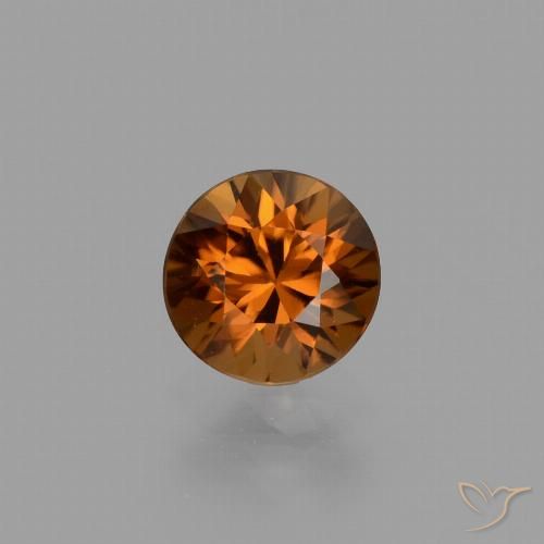 1.43ct Natural Laranja Marrom Profundo Zircão, Redondo, VVS-VS