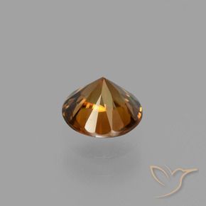 Zircão Laranja Marrom Profundo Natural 1.43ct, Redondo, VVS-VS