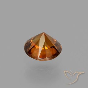 Zircão âmbar laranja Natural 1.19ct, Redondo, VVS-VS