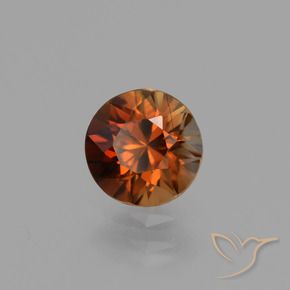 Zircão Laranja Avermelhado Profundo Natural 1.19ct, Redondo, VVS-VS