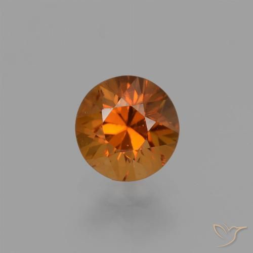 1.38ct Natural Laranja médio-escuro Zircão, Redondo, VVS-VS