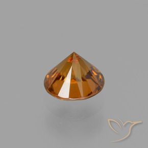 Zircão Laranja médio-escuro Natural 1.38ct, Redondo, VVS-VS