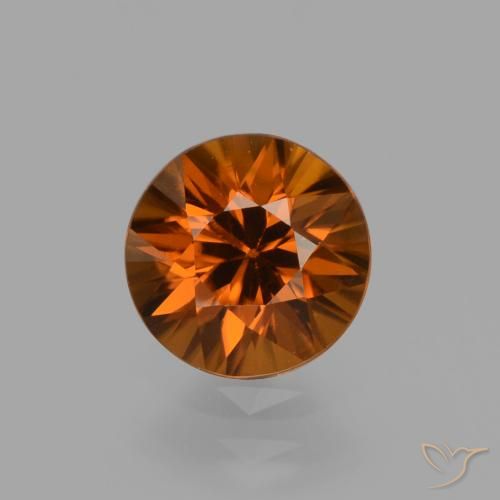 Zircão Laranja escuro Natural 1.54ct, Corte Redondo, VVS-VS