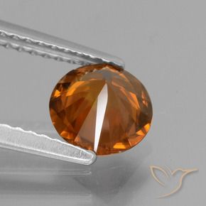 Zircão Laranja escuro Natural 1.54ct, Corte Redondo, VVS-VS