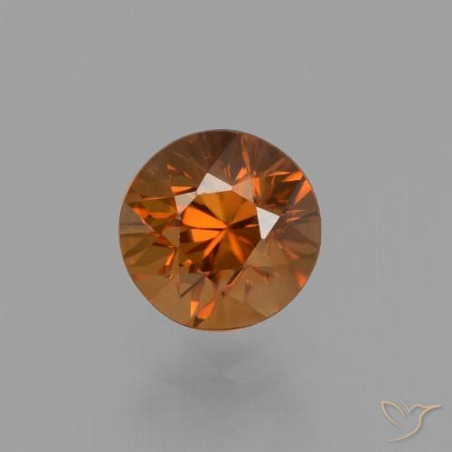 1.43ct Natural Laranja médio-escuro Zircão, Redondo, VVS-VS