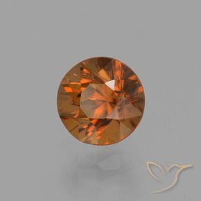 Zircão Laranja médio-escuro Natural 1.43ct, Redondo, VVS-VS