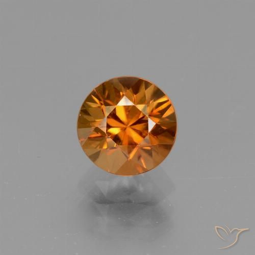 1.52ct Natural Laranja amarelado Zircão, Redondo, VVS-VS