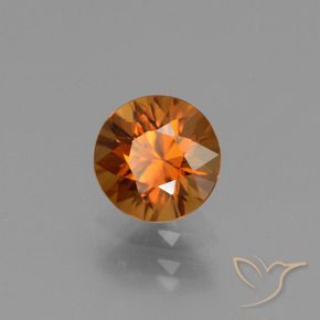 Zircão Laranja Médio Natural 1.32ct, Redondo, VVS-VS
