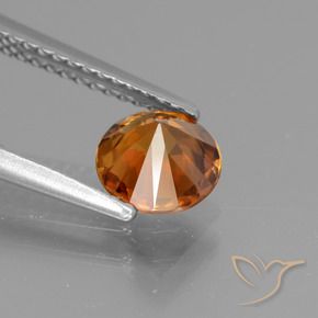 Zircão Laranja Médio Natural 1.32ct, Redondo, VVS-VS