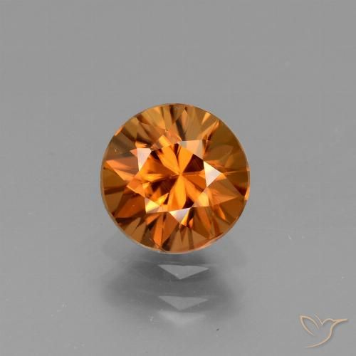 1.59ct Natural Laranja Profundo Zircão, Redondo, VVS-VS