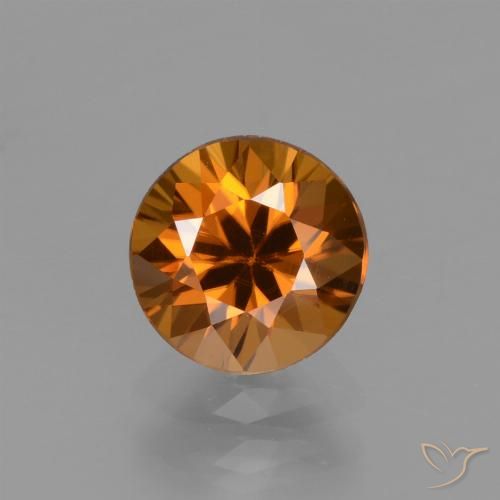 1.75ct Natural Laranja médio-escuro Zircão, Redondo, VVS