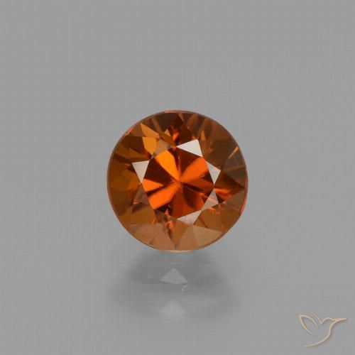 1.61ct Natural Laranja Profundo Zircão, Redondo, VVS-VS