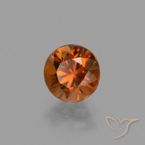 Zircão Laranja Profundo Natural 1.61ct, Redondo, VVS-VS
