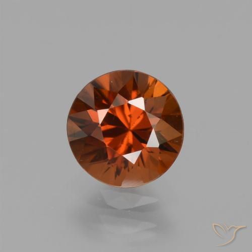 1.56ct Natural laranja avermelhado Zircão, Redondo, VVS-VS