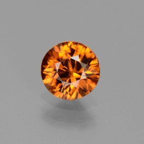 Zircão laranja natural 1,41ct, corte redondo, VVS-VS