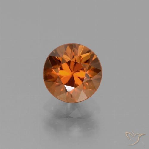 1.60ct Natural Laranja Profundo Zircão, Redondo, VVS-VS