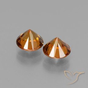 Pedras preciosas de Zircão Laranja amarelado natural de 3.25 ct, Redondo, VS