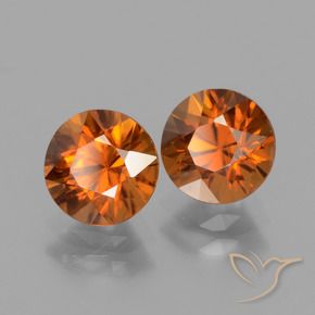 Pedras preciosas de Zircão Laranja Médio natural de 3.43 ct, Corte Redondo, VS