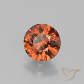 Zircão Laranja Profundo Natural 1.45ct, Redondo, VVS-VS