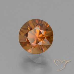 Zircão Laranja Profundo Natural 1.66ct, Redondo, VVS