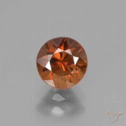 1.35ct Natural Laranja Profundo Zircão, Redondo, VS