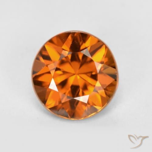1.36ct Natural Laranja escuro Zircão, Redondo, VS